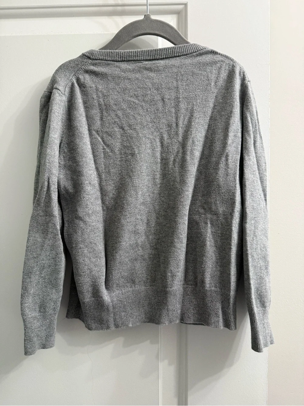 Baby GAP Light Gray V-Neck Sweater with Embroidered Bear Logo